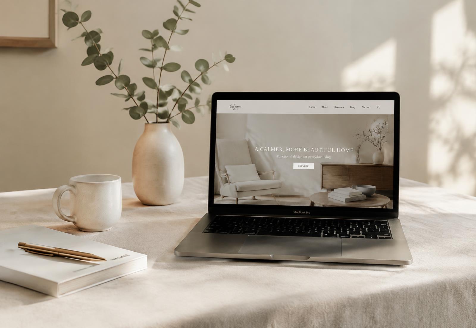 Laptop z elegancką stroną internetową